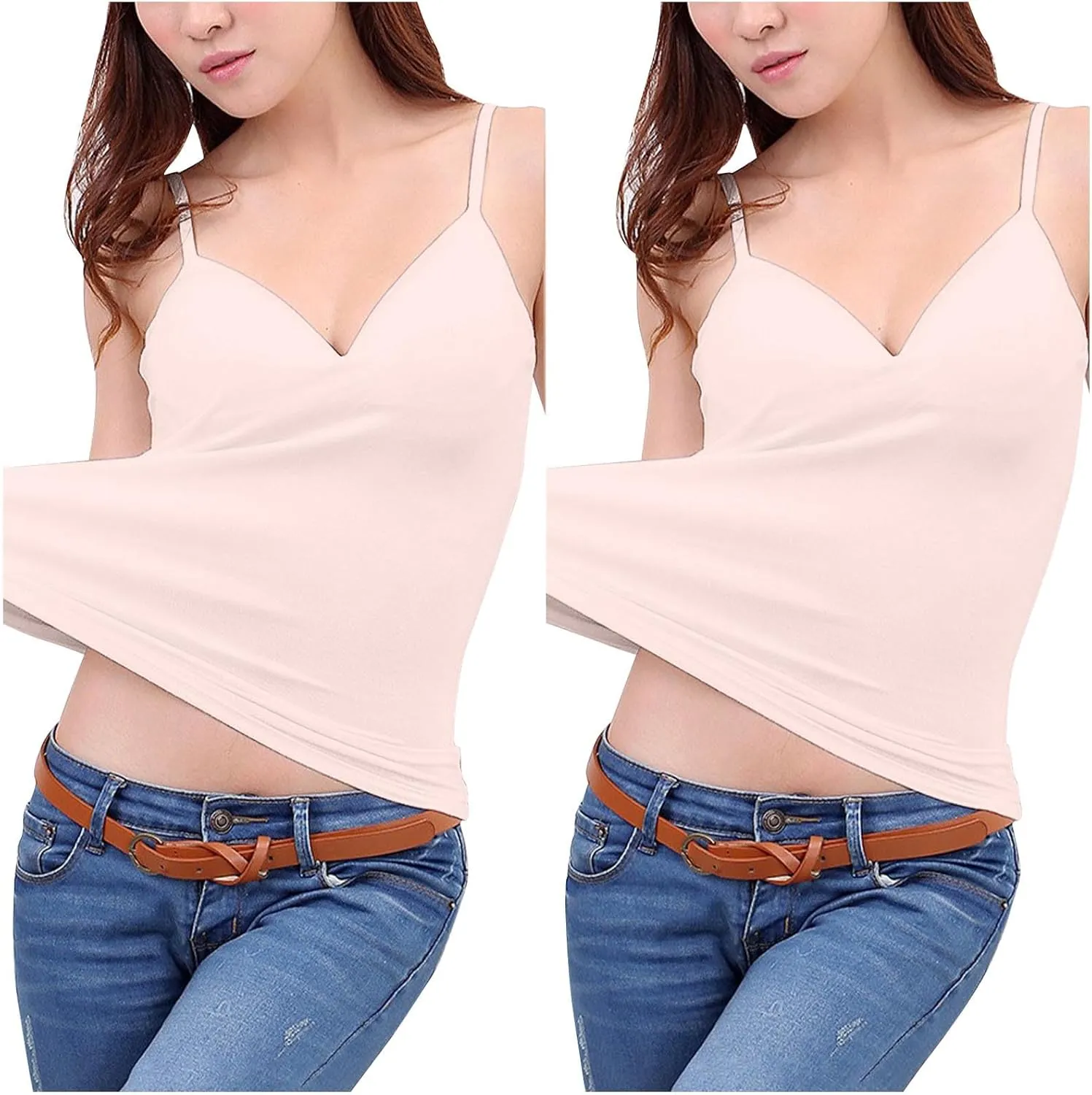 2 Pc Tank Tops for Women Casual Lightweight Going Out Crop Tops V Neck Tight Fit Breathable Quick Dry Comfy Tanks