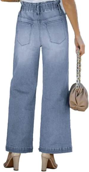 2024 Wide Leg Jeans for Women High Waist Loose Straight Denim Pants 90s Baggy Jeans Trouser Jeans with Pockets