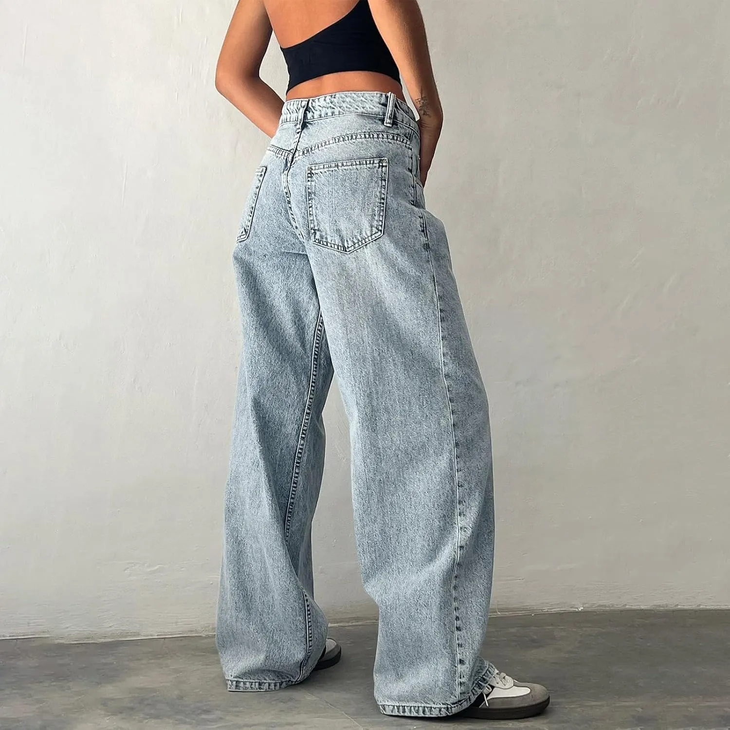 2024 Wide Leg Jeans for Women High Waist Loose Straight Denim Pants 90s Baggy Jeans Trouser Jeans with Pockets
