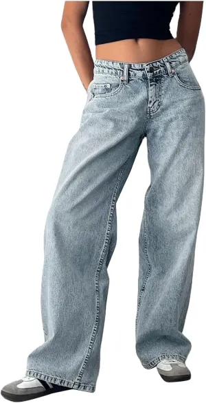 2024 Wide Leg Jeans for Women High Waist Loose Straight Denim Pants 90s Baggy Jeans Trouser Jeans with Pockets