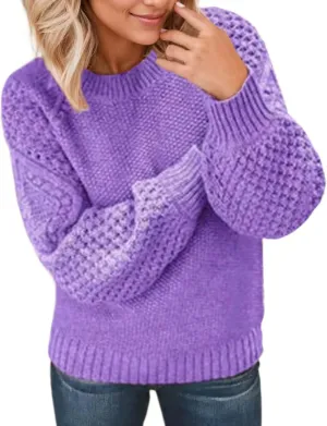 2024 Women's Pullover Autumn and Winter Solid Color Girls Daily Casual Fashion Knit Long Sleeve Sweater