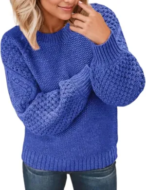 2024 Women's Pullover Autumn and Winter Solid Color Girls Daily Casual Fashion Knit Long Sleeve Sweater