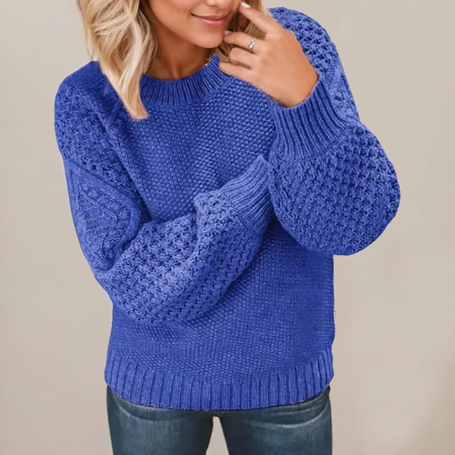 2024 Women's Pullover Autumn and Winter Solid Color Girls Daily Casual Fashion Knit Long Sleeve Sweater