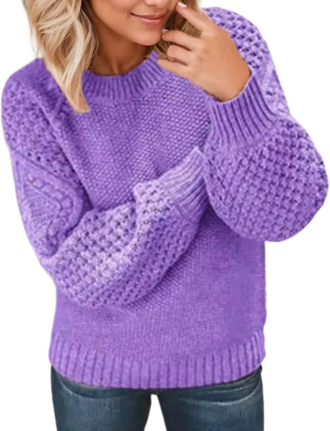 2024 Women's Pullover Autumn and Winter Solid Color Girls Daily Casual Fashion Knit Long Sleeve Sweater