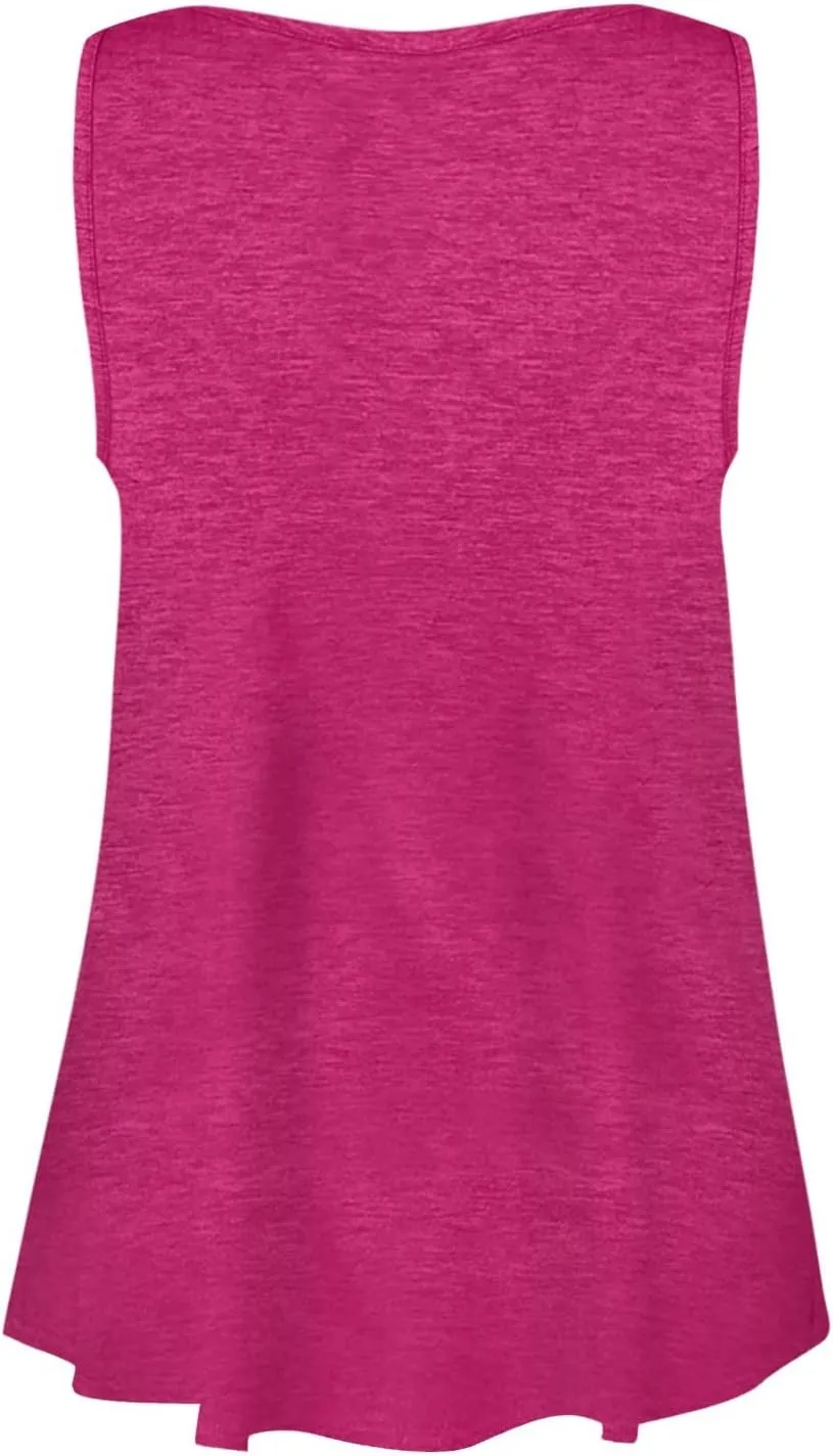 2024 Women's Sleeveless Tshirt Ladies Summer Floral Printed Tops Trendy Shirt O-Neck Blouse Weekend Daily Tunic