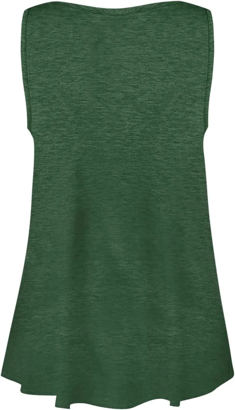 2024 Women's Sleeveless Tshirt Ladies Summer Floral Printed Tops Trendy Shirt O-Neck Blouse Weekend Daily Tunic