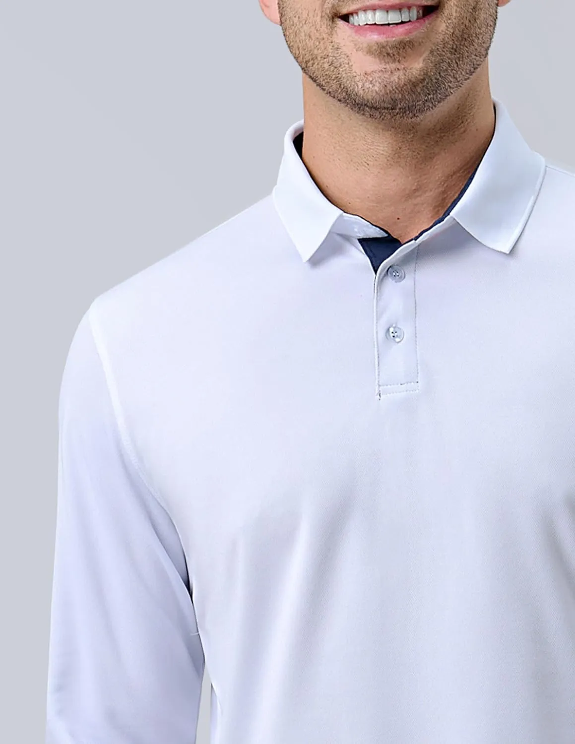3 Pack: Dry Fit Long Sleeve Polo Shirts for Men, Athletic Collared Golf T-Shirts Performance Tops
