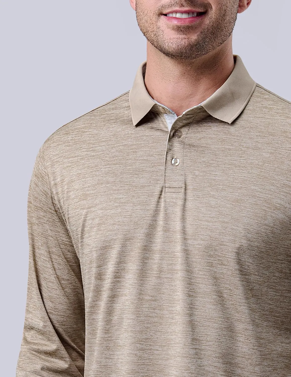3 Pack: Dry Fit Long Sleeve Polo Shirts for Men, Athletic Collared Golf T-Shirts Performance Tops