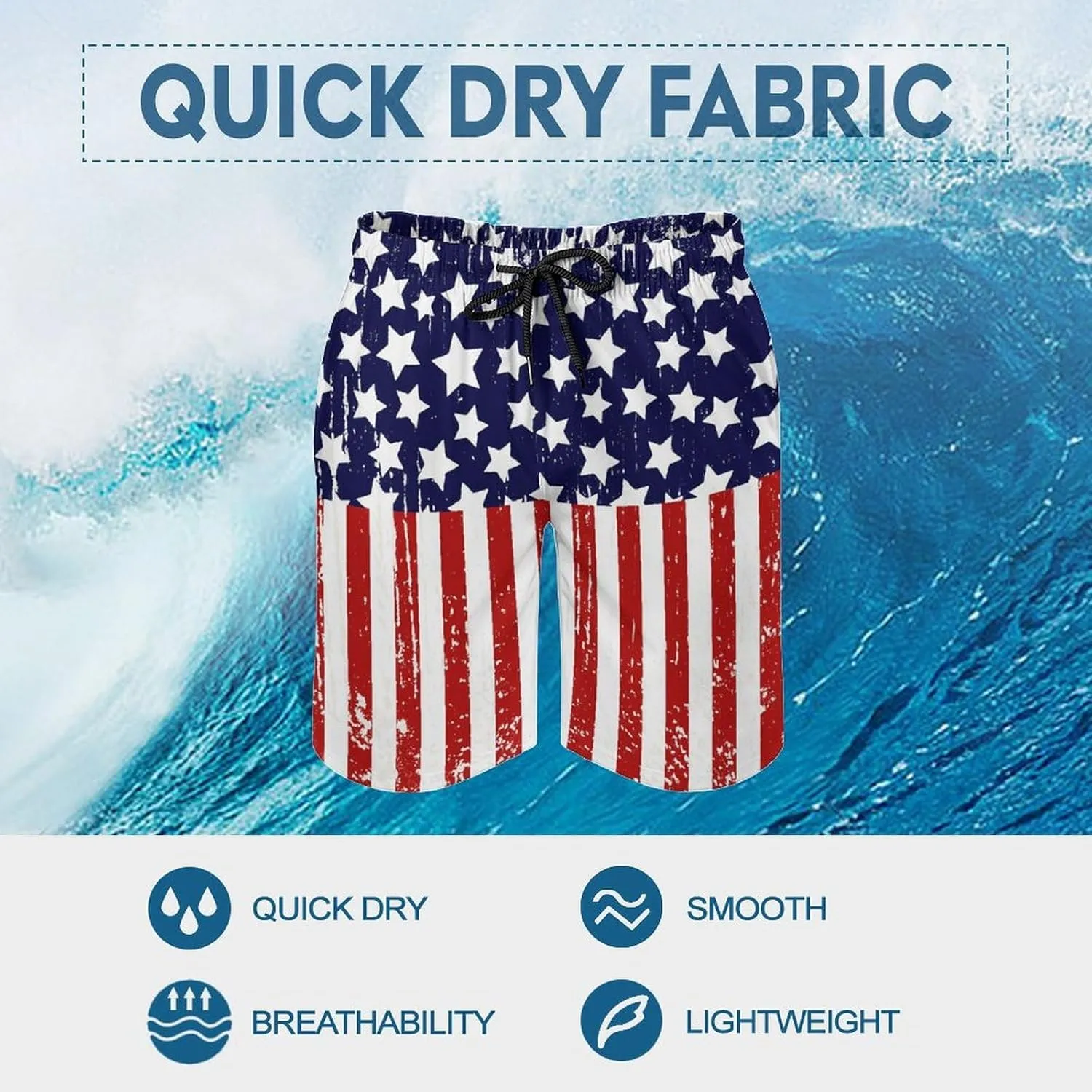 Aeoiba Mens Swim Trunks Quick Dry Board Shorts with Mesh Lining Beach Swimwear Bathing Suits