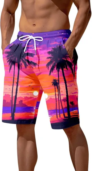 Alalaso Mens Summer Swim Trunks Quick Dry Hawaii Surf Boardshorts Holiday Bathing Suit Shorts with Mesh Lining
