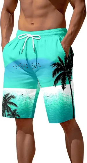Alalaso Mens Summer Swim Trunks Quick Dry Hawaii Surf Boardshorts Holiday Bathing Suit Shorts with Mesh Lining