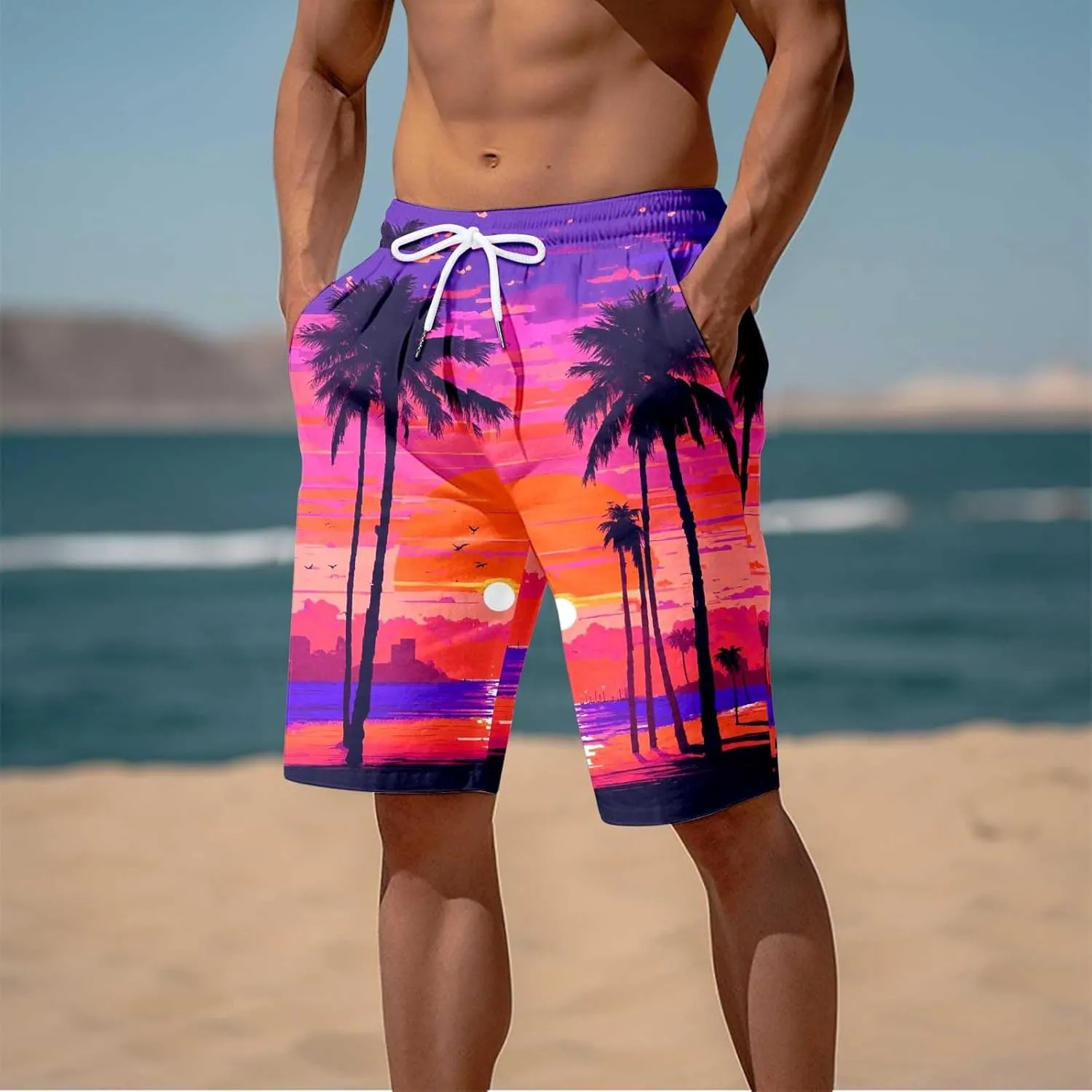 Alalaso Mens Summer Swim Trunks Quick Dry Hawaii Surf Boardshorts Holiday Bathing Suit Shorts with Mesh Lining