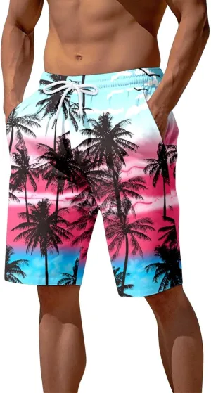 Alalaso Mens Summer Swim Trunks Quick Dry Hawaii Surf Boardshorts Holiday Bathing Suit Shorts with Mesh Lining
