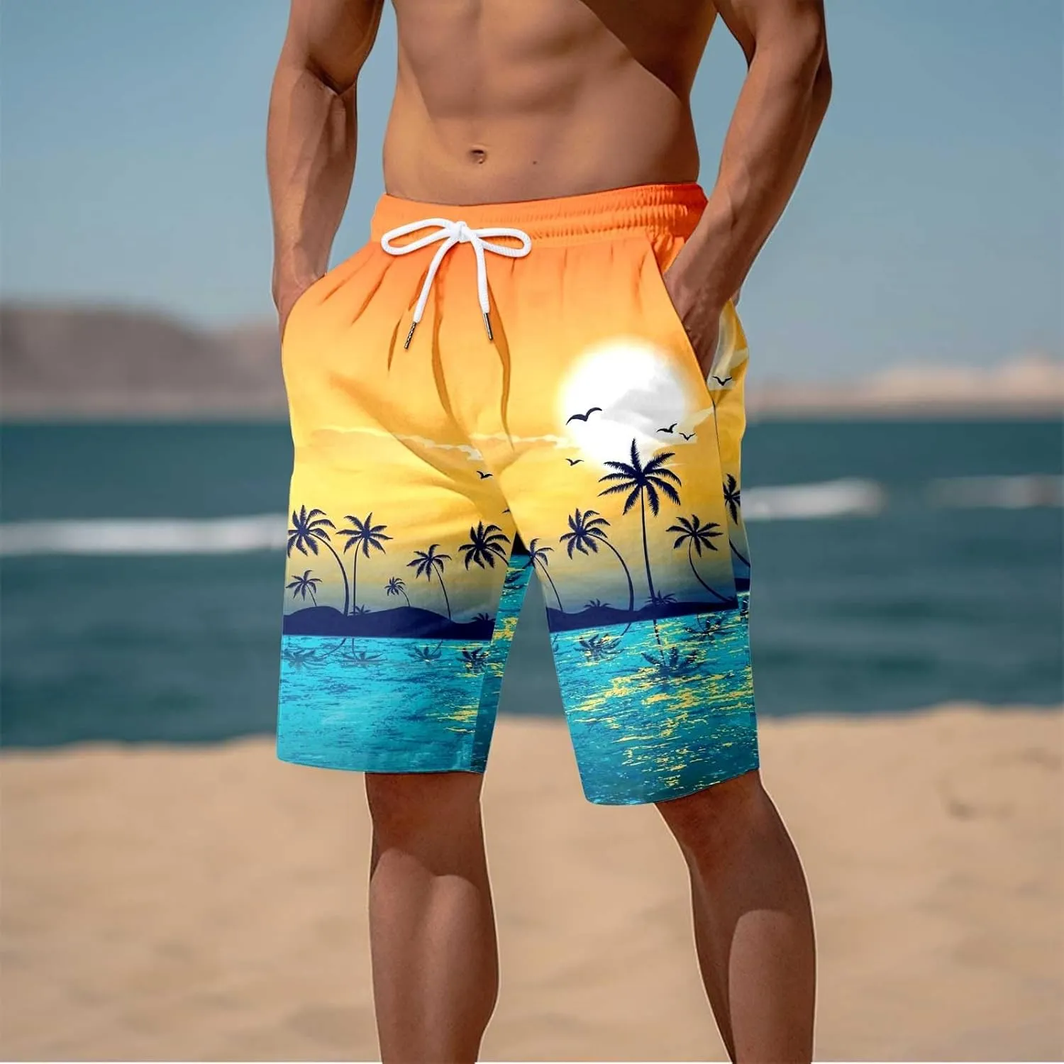 Alalaso Mens Summer Swim Trunks Quick Dry Hawaii Surf Boardshorts Holiday Bathing Suit Shorts with Mesh Lining