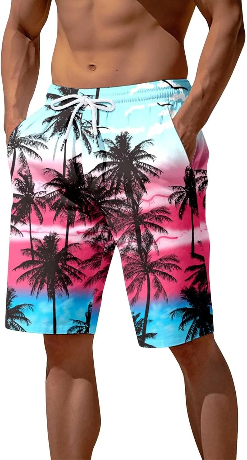 Alalaso Mens Summer Swim Trunks Quick Dry Hawaii Surf Boardshorts Holiday Bathing Suit Shorts with Mesh Lining