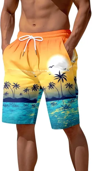 Alalaso Mens Summer Swim Trunks Quick Dry Hawaii Surf Boardshorts Holiday Bathing Suit Shorts with Mesh Lining