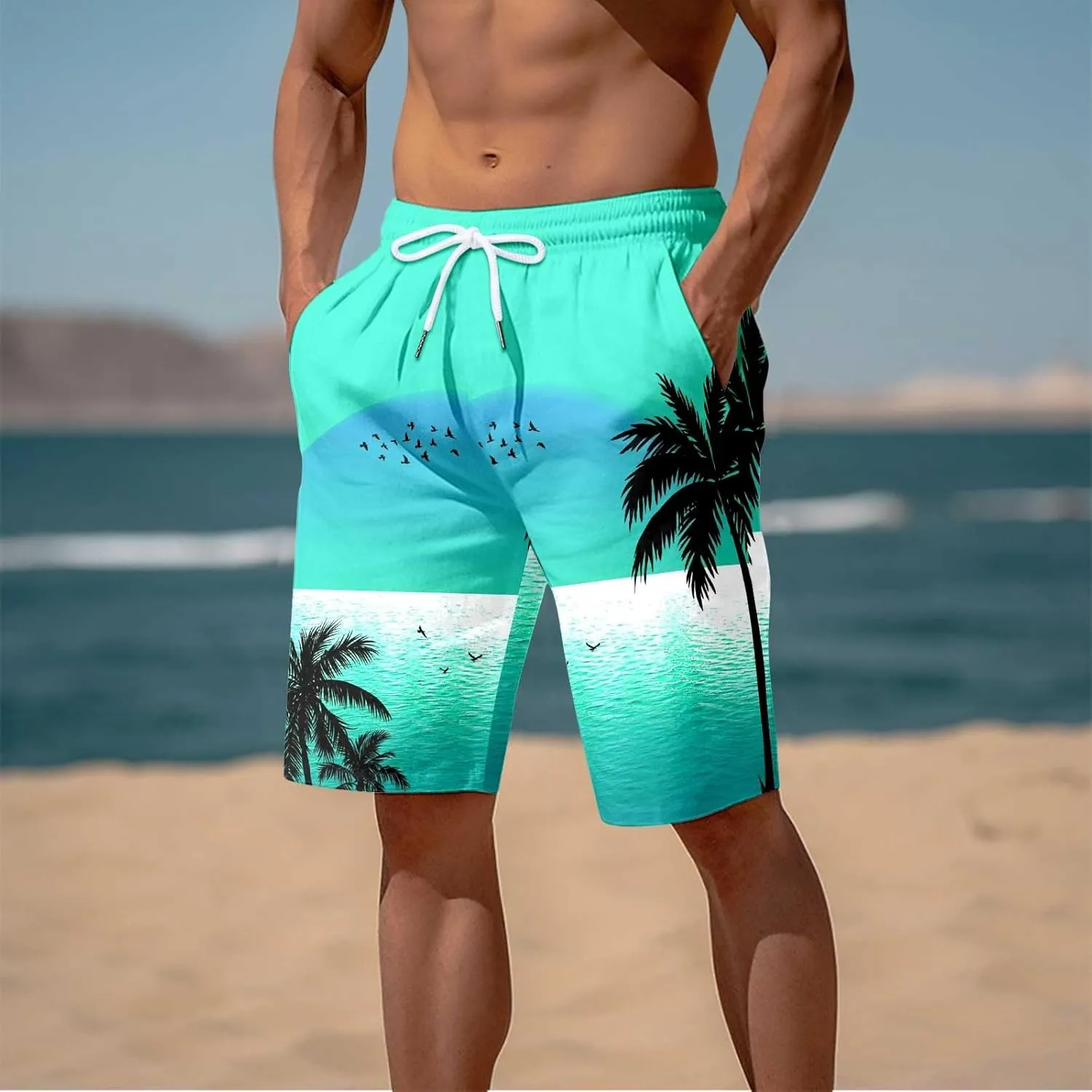 Alalaso Mens Summer Swim Trunks Quick Dry Hawaii Surf Boardshorts Holiday Bathing Suit Shorts with Mesh Lining