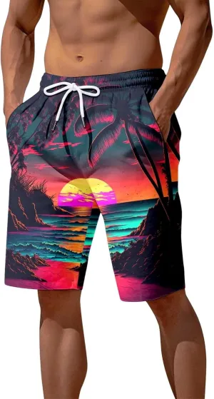 Alalaso Mens Summer Swim Trunks Quick Dry Hawaii Surf Boardshorts Holiday Bathing Suit Shorts with Mesh Lining
