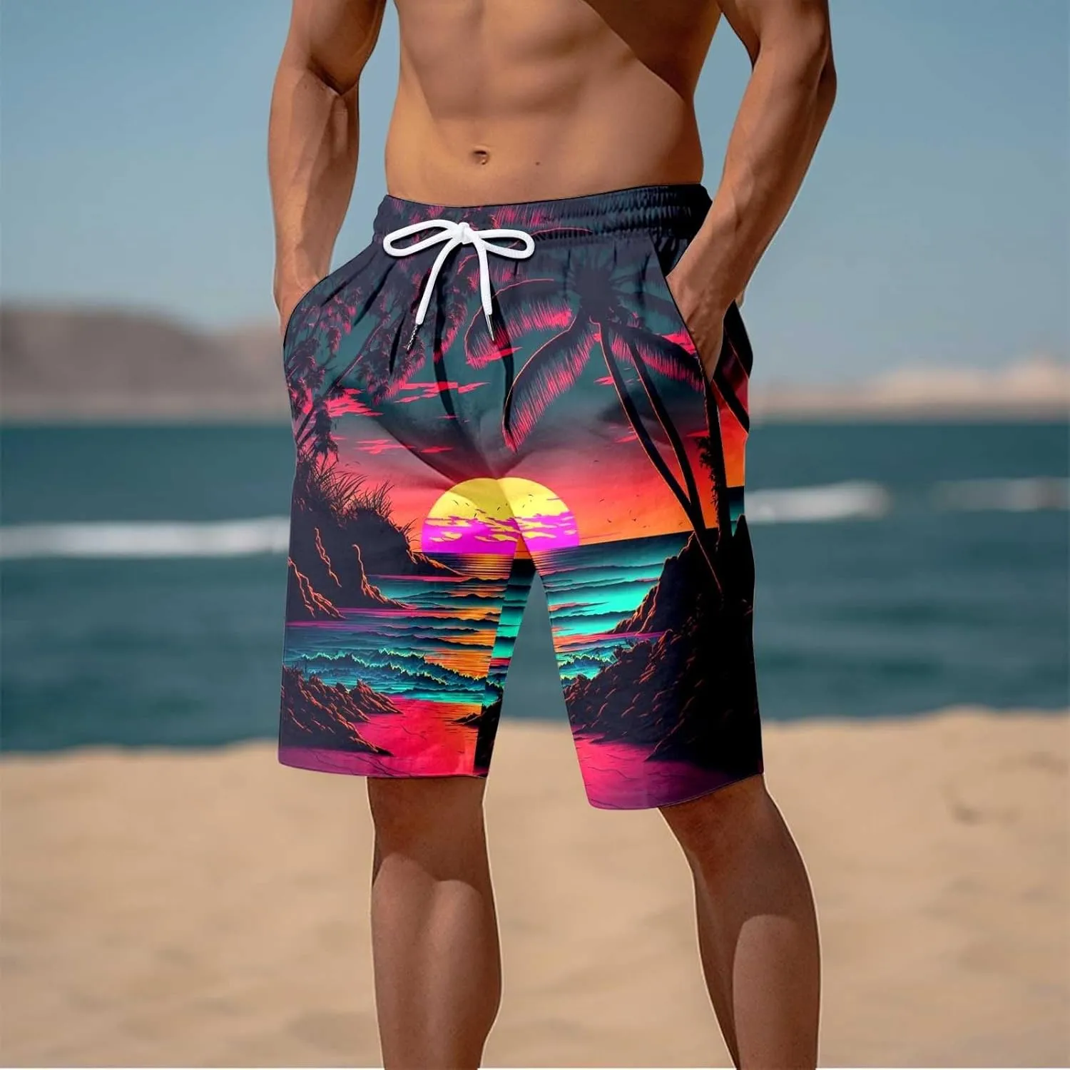 Alalaso Mens Summer Swim Trunks Quick Dry Hawaii Surf Boardshorts Holiday Bathing Suit Shorts with Mesh Lining