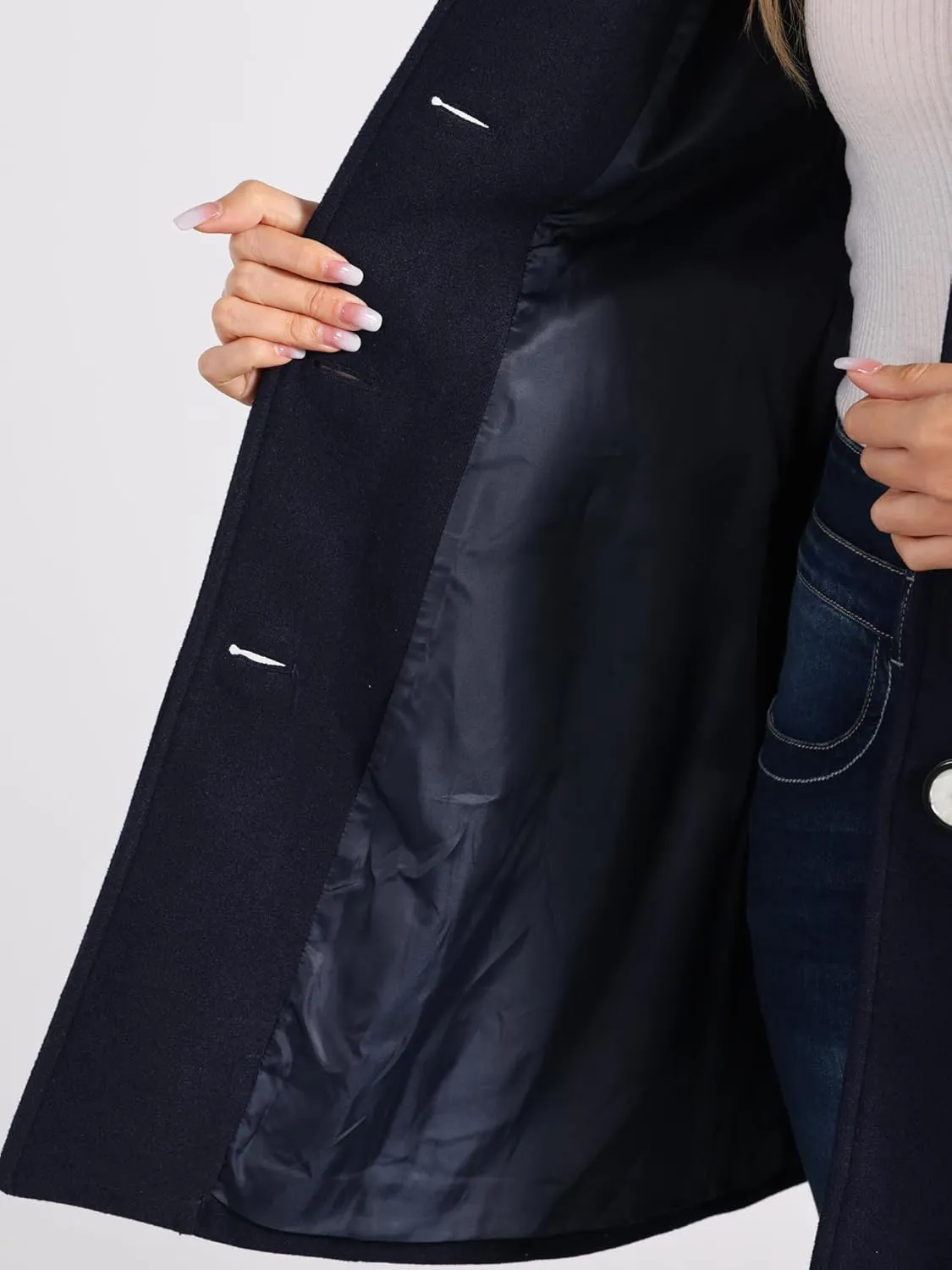 Allegra K Women's Winter Elegant Lapel Collar Long Trench Coat