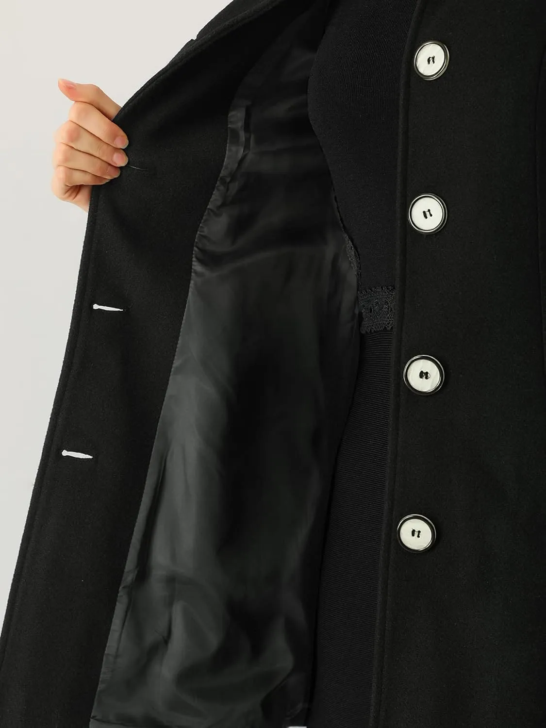 Allegra K Women's Winter Elegant Lapel Collar Long Trench Coat