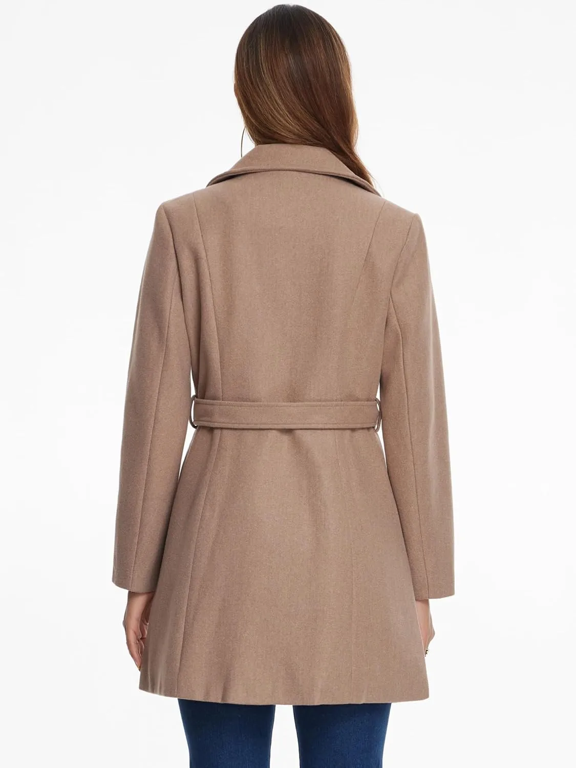 Allegra K Women's Winter Elegant Lapel Collar Long Trench Coat