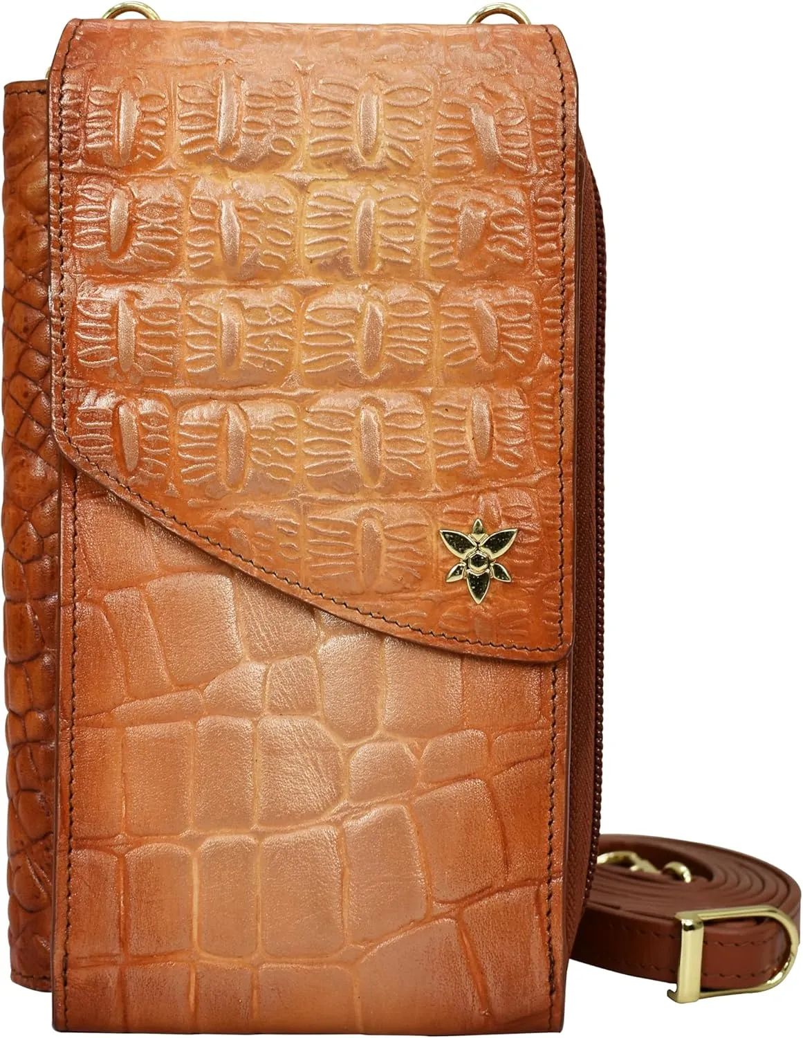 Anuschka Women's Original Hand-Painted Genuine Leather Crossbody Phone Case
