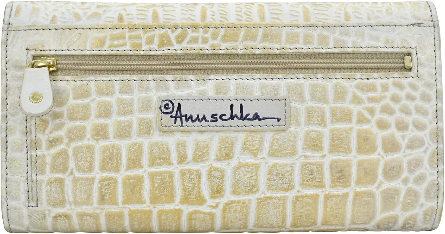 Anuschka Women’s Original Hand-Painted Genuine Leather RFID Blocking Three Fold Wallet