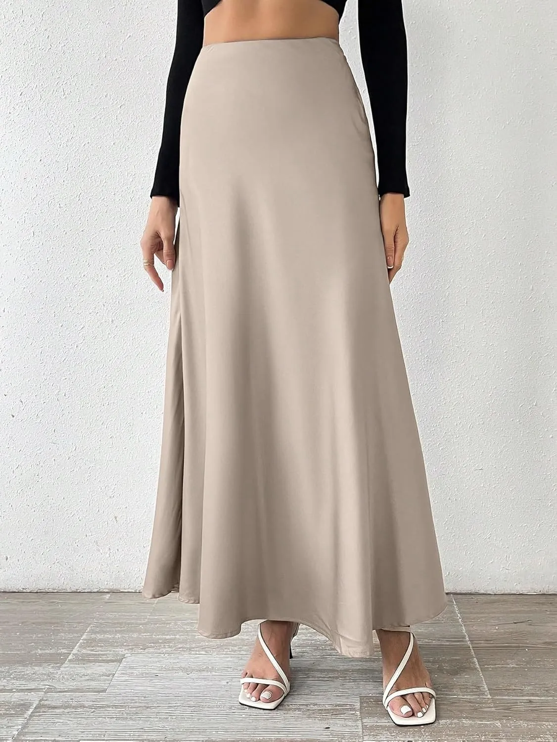 Beach Causal Women's Skirt Solid Color Elegant Skirt Maxi Women