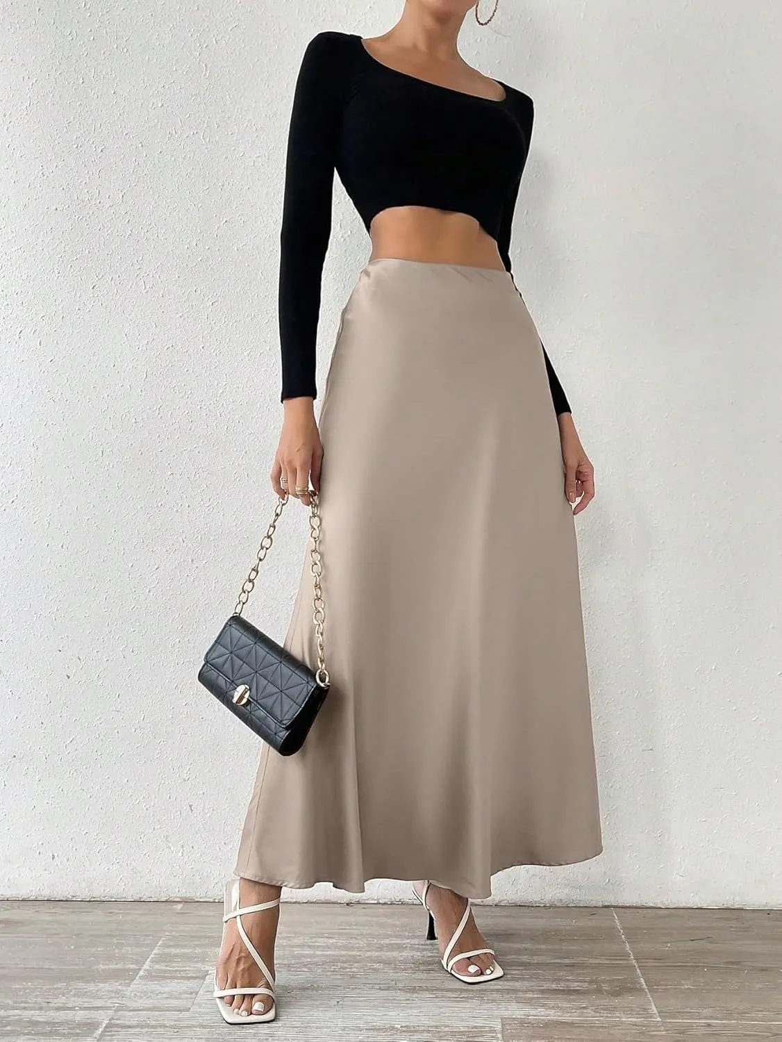 Beach Causal Women's Skirt Solid Color Elegant Skirt Maxi Women