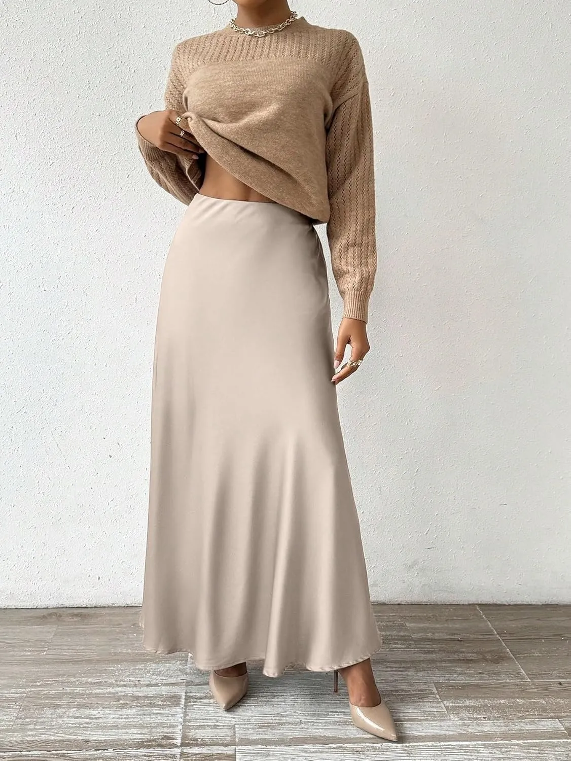 Beach Causal Women's Skirt Solid Color Elegant Skirt Maxi Women