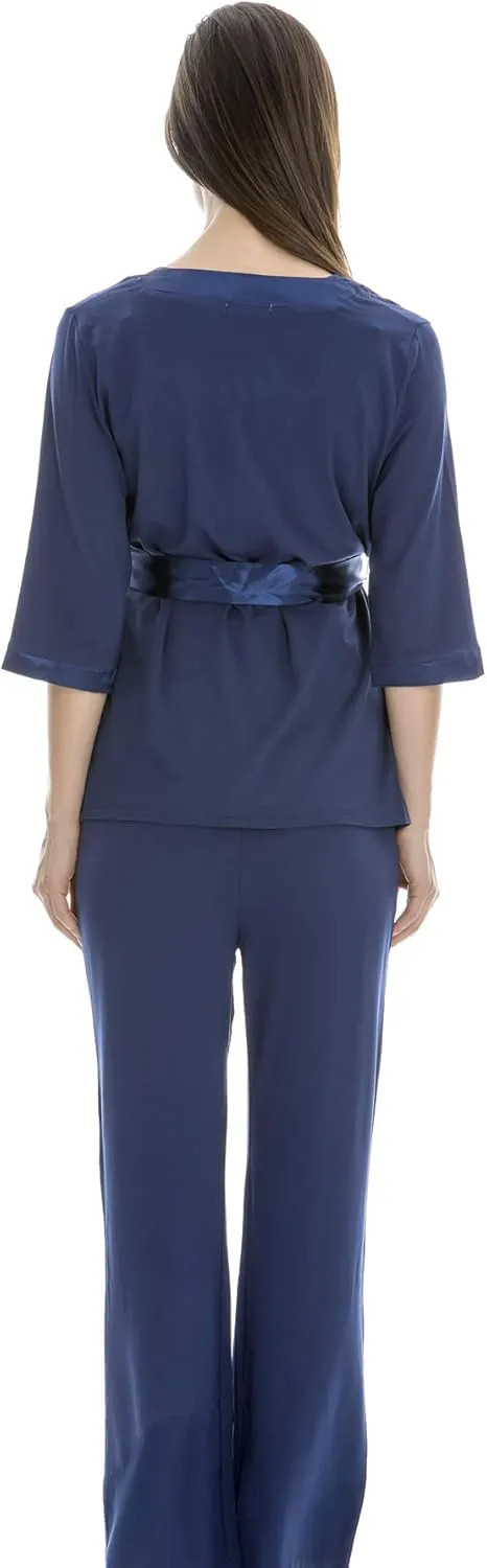Bearsland Maternity Women's 3 Pieces Soft Nursing Pajamas Set Postpartum Sleepwear for Breastfeeding