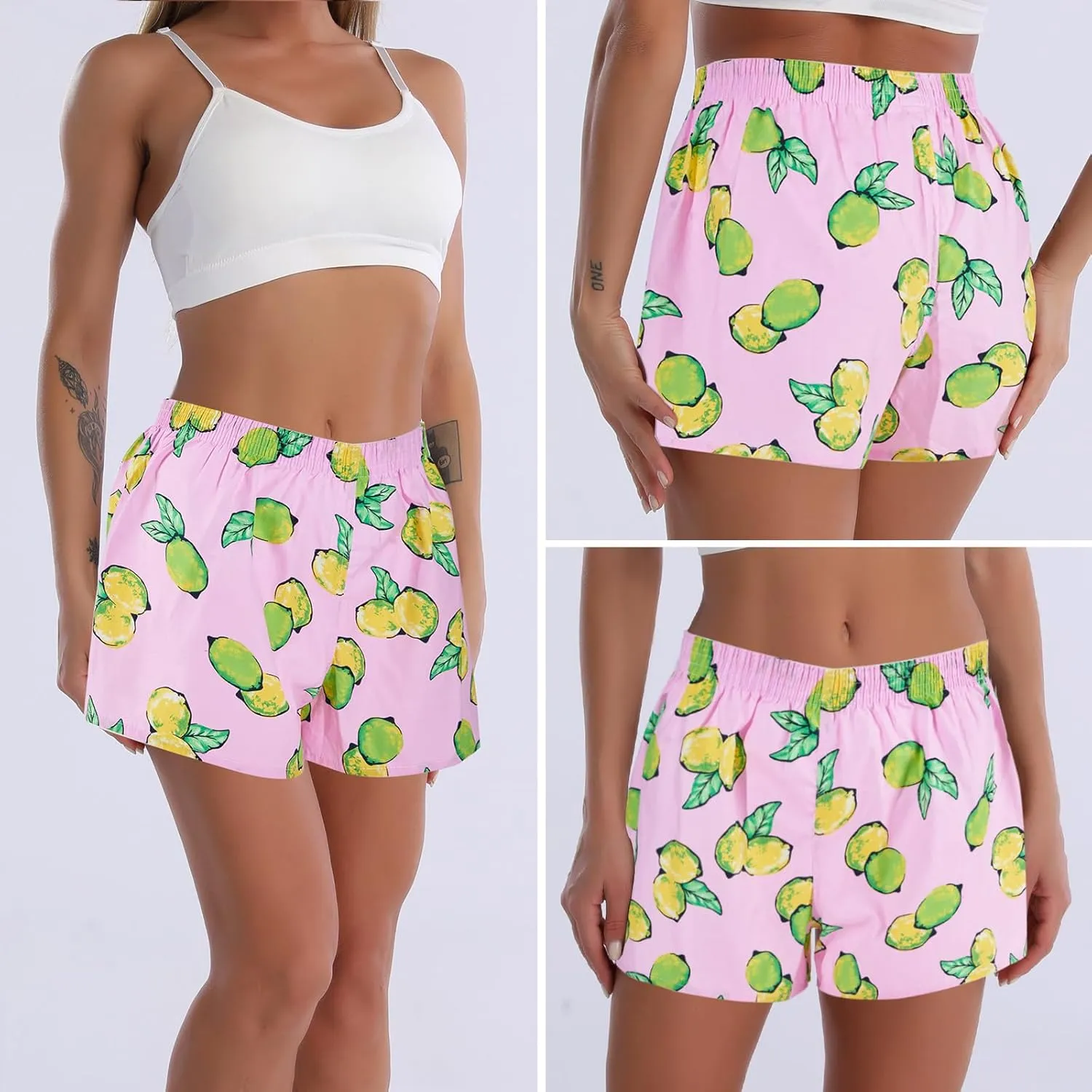 Boxer for Women Pj Boxers 100 Cotton Gingham Ladies Boxers Print Y2k Checkered Striped Shorts Plaid Camo Pjs