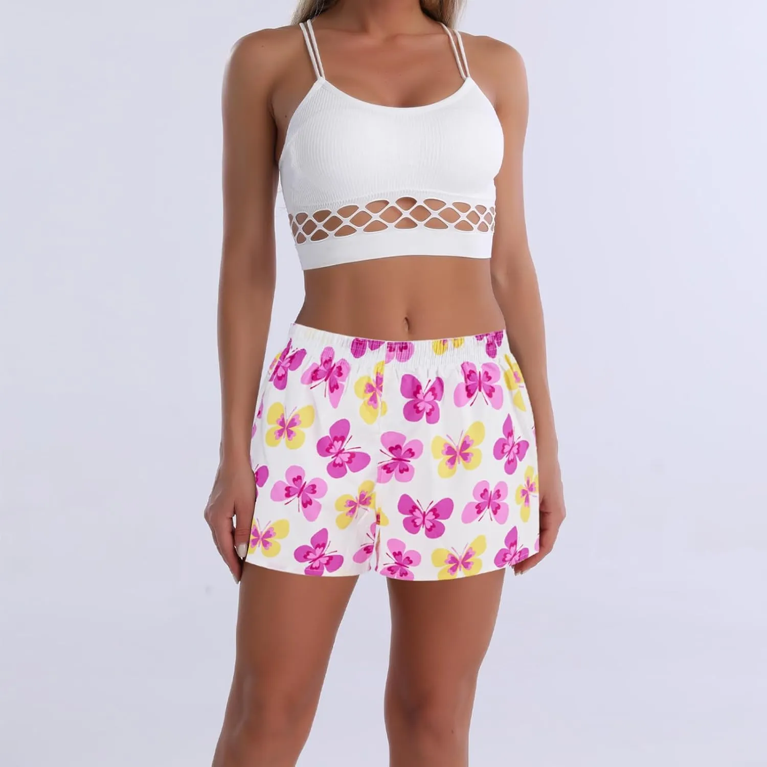 Boxer for Women Pj Boxers 100 Cotton Gingham Ladies Boxers Print Y2k Checkered Striped Shorts Plaid Camo Pjs