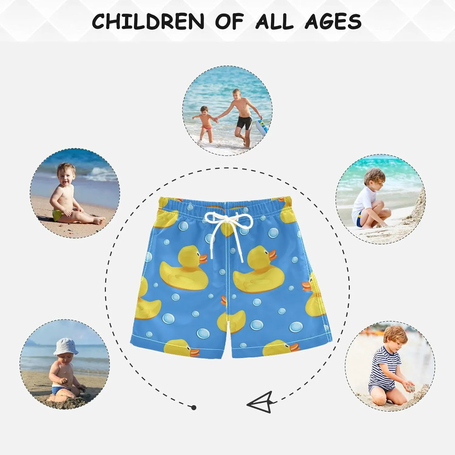 Boys Swim Trunks Toddler Boy Swimsuit Boys Bathing Suits Adjustable Waist Swim Beach Shorts for Kids 2T-16
