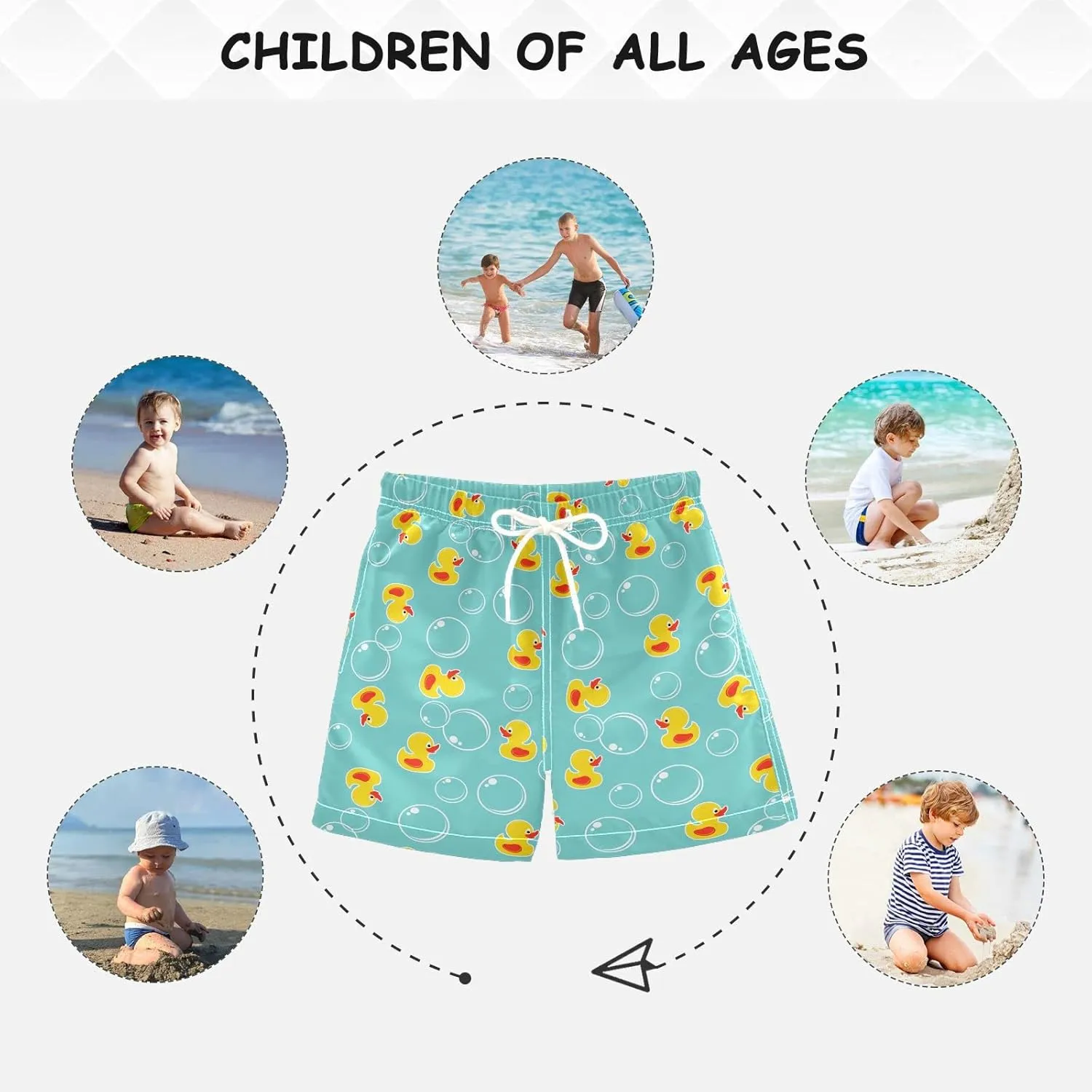 Boys Swim Trunks with Mesh Lining Toddler Beach Shorts Bathing Suit Quick Dry for Kids Drawstring