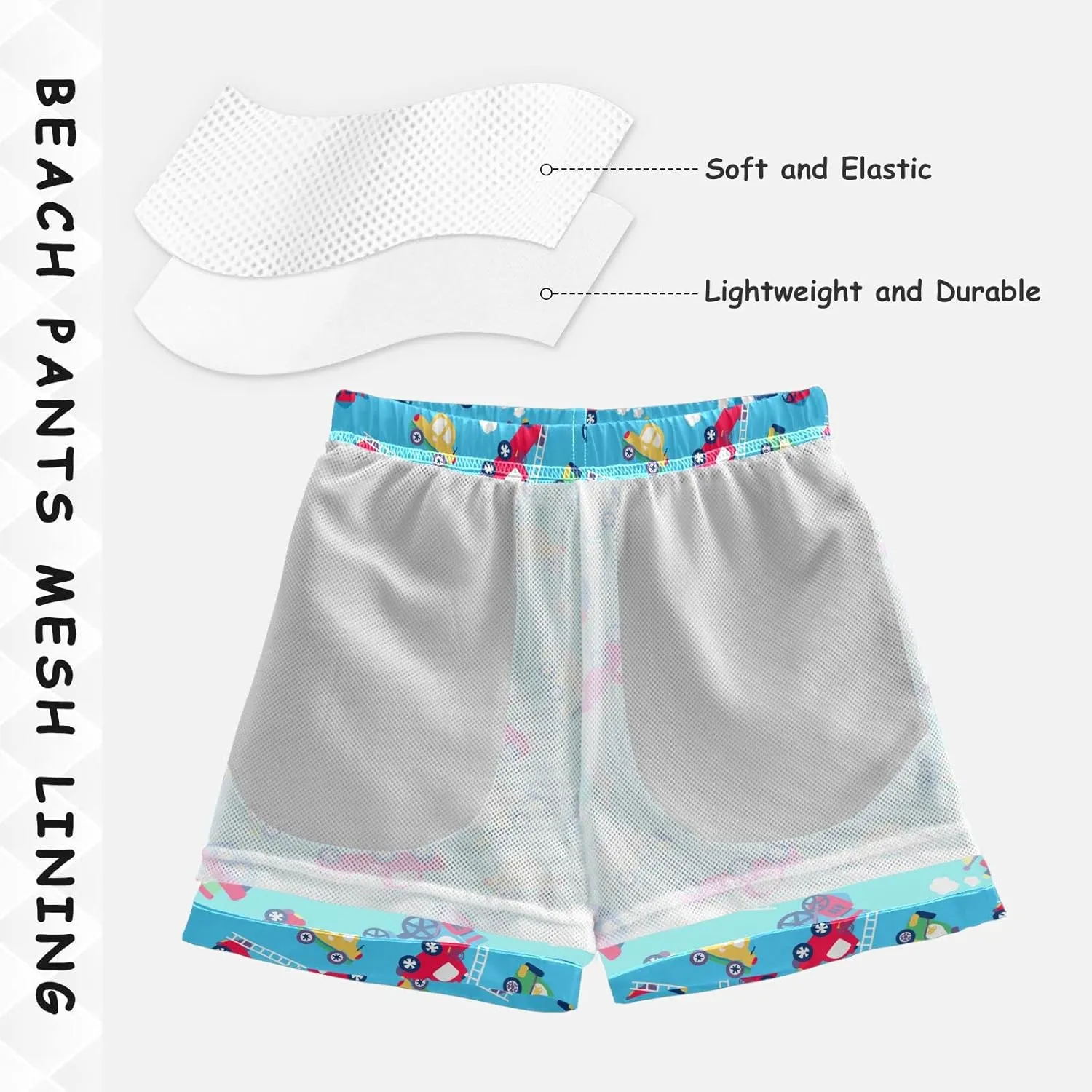 Boys Swim Trunks with Mesh Lining Toddler Beach Shorts Bathing Suit Quick Dry for Kids Drawstring