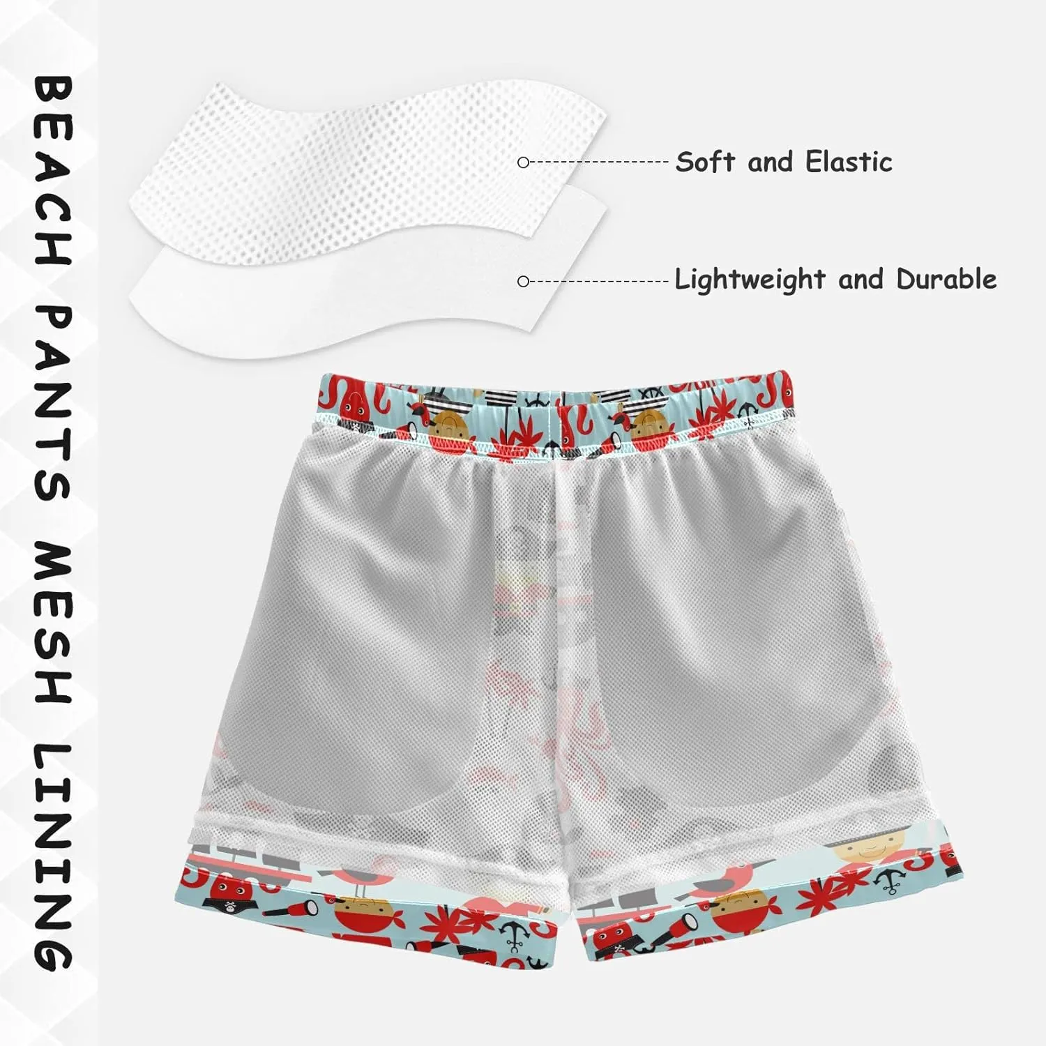 Boys Swim Trunks with Mesh Lining Toddler Beach Shorts Bathing Suit Quick Dry for Kids Drawstring
