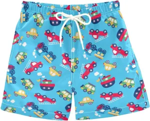 Boys Swim Trunks with Mesh Lining Toddler Beach Shorts Bathing Suit Quick Dry for Kids Drawstring