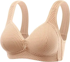 Bra for Women Polka Dot No Underwire Seamless Bralettes Lightly Lined Hides Back Fat Beauty Back Smoothing Underwear