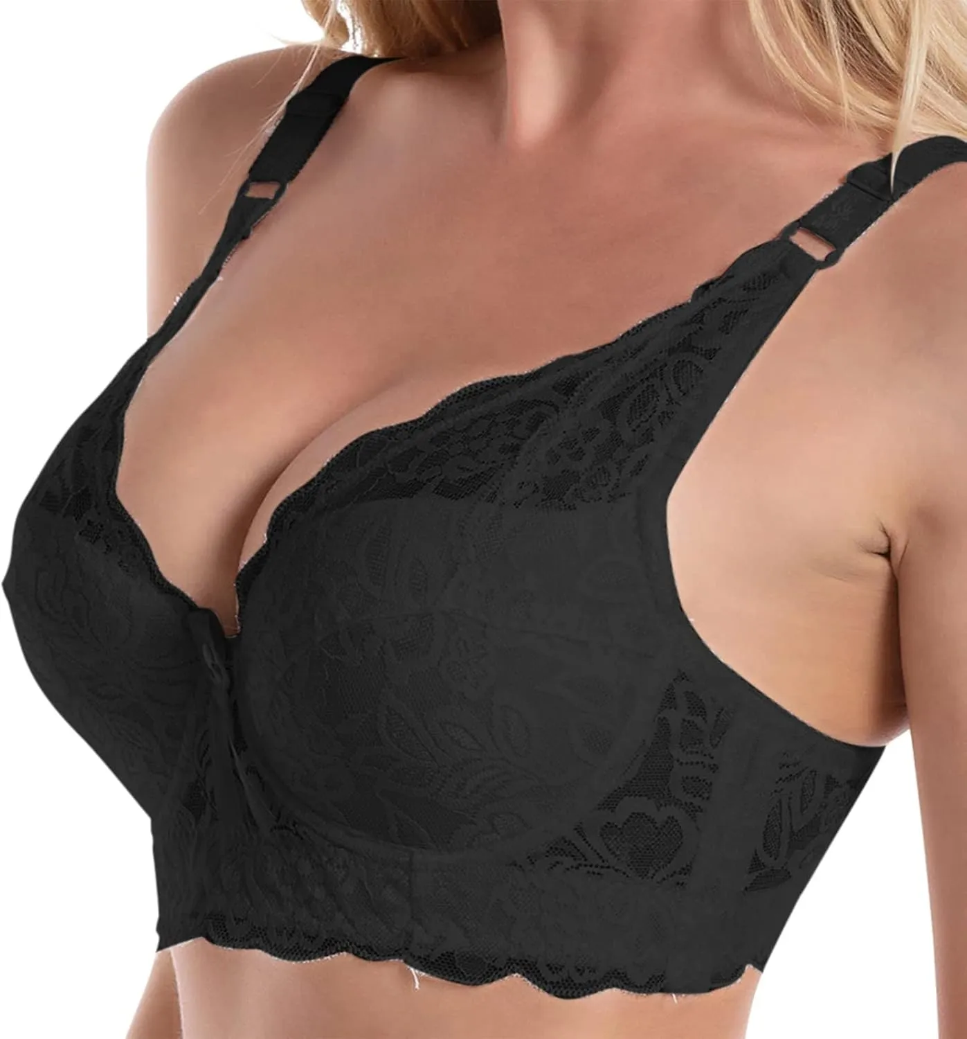 Breathable Lace Bras for Women, Full Coverage No Underwire Everyday Bralettes Comfortable Stretchable Straps Bra