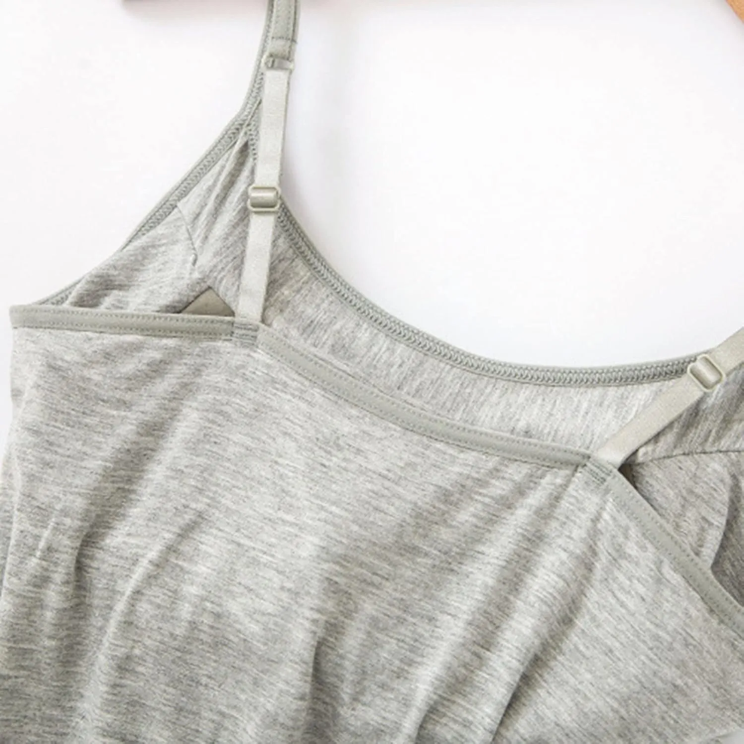 Built in Bra Tshirts for Womens Padded Active Tops Sleeveless Blouses Fall Soft Pajama Casual Shirts for Workout