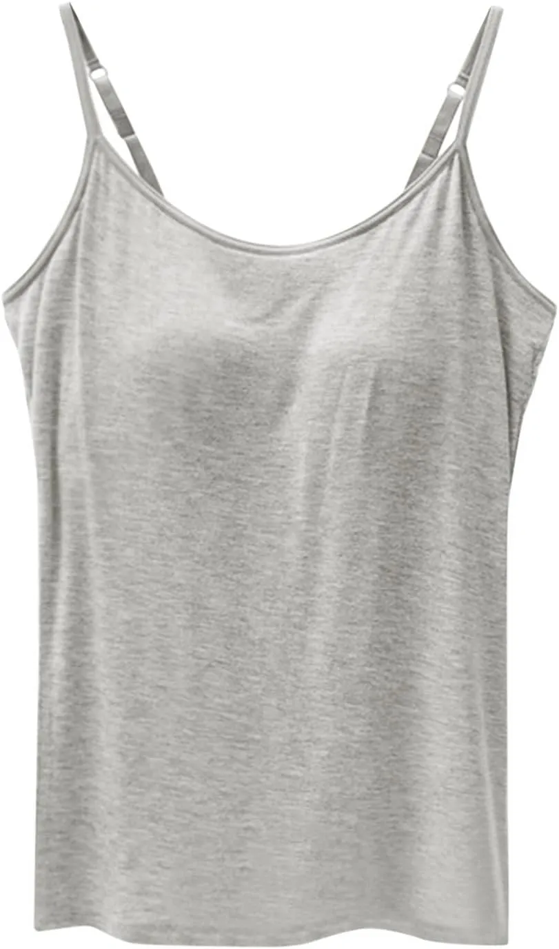 Built in Bra Tshirts for Womens Padded Active Tops Sleeveless Blouses Fall Soft Pajama Casual Shirts for Workout