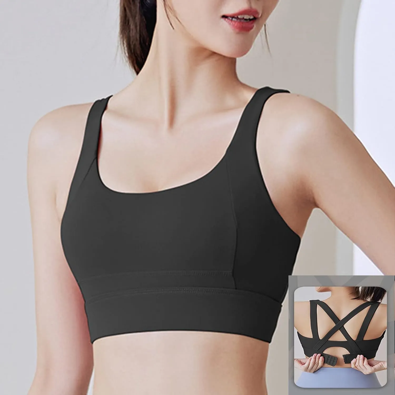 BZGTZT Sports Bras for Women Quick-Dry Padded Wirefree Workout Crop Cute Tank Tops Camisole for Yoga Fitness Running Gym