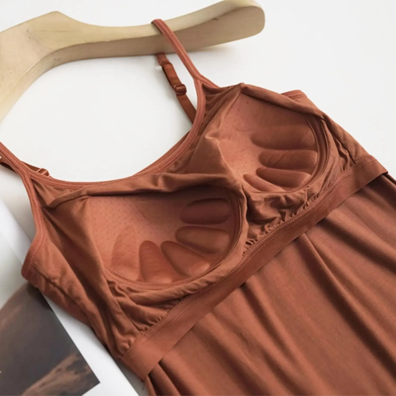 Camisole Tops for Women Built in Bra Summer Adjustable Spaghetti Strap Cami Tank Longline Sports Undershirts