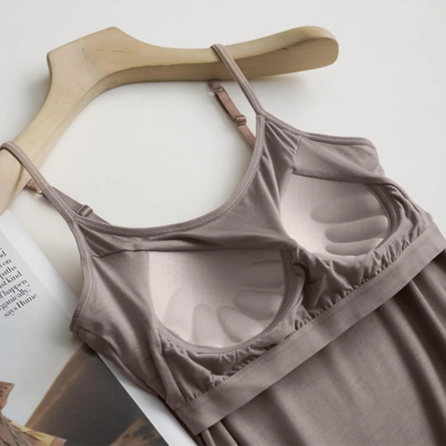 Camisole Tops for Women Built in Bra Summer Adjustable Spaghetti Strap Cami Tank Longline Sports Undershirts