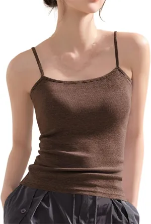 Camisole Tops for Women Square Neck Tank Top Adjustable Spaghetti Straps Sleeveless Basic Tops Sharp Collection