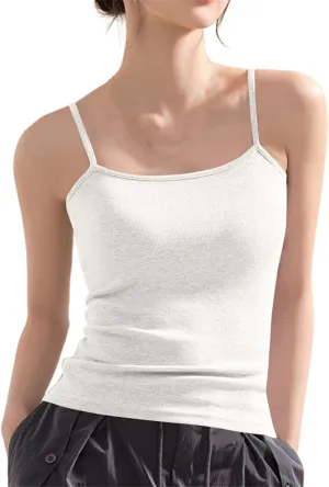 Camisole Tops for Women Square Neck Tank Top Adjustable Spaghetti Straps Sleeveless Basic Tops Sharp Collection
