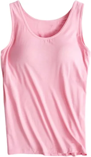 Camisole Tops for Women Summer 2025 Spaghetti Strap Basic Padded Tank Top with Built in Bra Workout Yoga Shirts