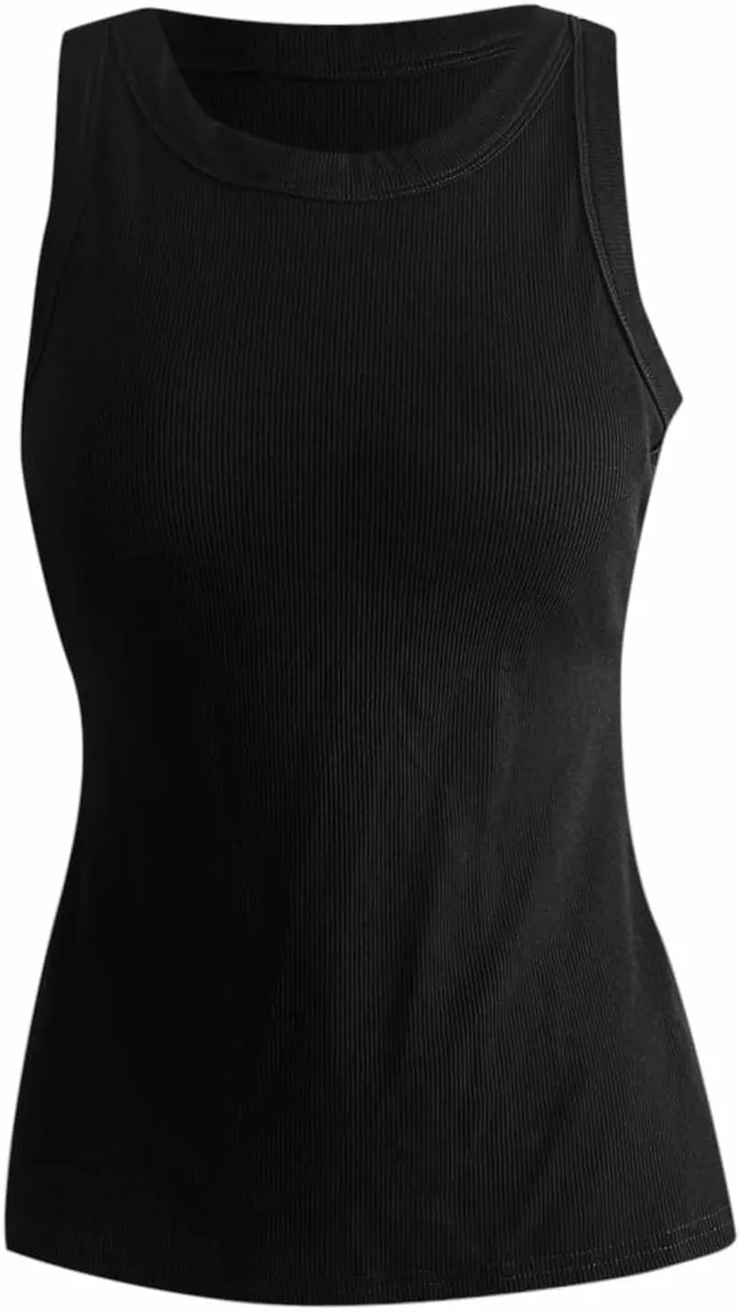 Camisole Tops for Women Wtih Shelf Bra Racerback Workout Yoga Shirts Soft Casual Tank Tops Layer Padded Bra